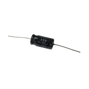 Capacitor Electrolitico de 100 mF a 16 Vcd.