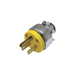 Clavija Blindada con Terminal de Tierra con Abrazadera para cable de 3 hilos.