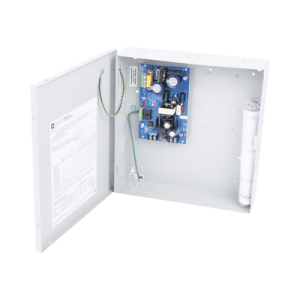 Fuente de 12 Vcd @ 4 A ó 24 Vcd @ 3A / 1 salida / Con capacidad de baterías de respaldo / Requieren baterías