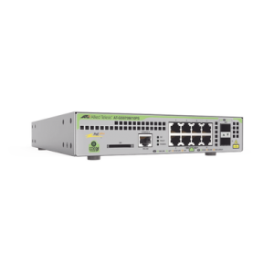 Switch PoE+ Administrable CentreCOM GS970M, Capa 3 de 8 Puertos 10/100/1000 Mbps + 2 SFP Gigabit, 124 W