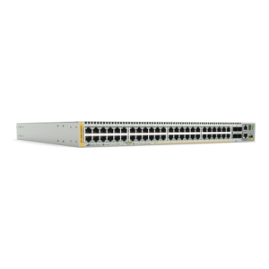 Switch PoE+ Stackeable Capa 3, 48 puertos 10/100/1000 Mbps + 4 puertos SFP+ 10 G y dos bahías hotswap PSU, Versión Federal