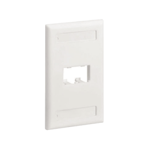 Placa de Pared Vertical Clásica, Salida Para 2 Puertos Mini-Com, Con Espacios Para Etiquetas, Color Blanco Mate