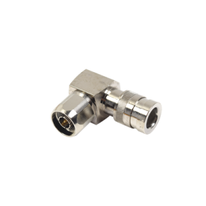 Conector N Macho de Compresion, Angulo Recto para LMR-400, CNT-400, Bronce-Blanco /Oro /Teflón.