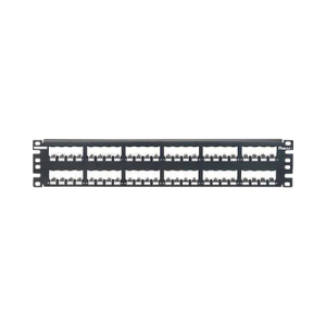 Panel de Parcheo Modular Mini-Com (Sin Conectores), Plano, Totalmente Blindado, de 48 puertos, 2UR