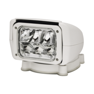 Faro reflector buscador LED, con control remoto inalámbrico, color blanco, gira en horizontal 350 grados e inclinación vertical de 90 grados 12-24 Vcd