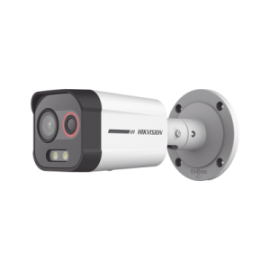 Bala IP Dual / Térmica 2.6 mm (96 × 72) / Óptico 6 mm (4 Megapixel) / 30 mts IR / Exterior IP67 / PoE / Termométrica / Detección de Temperatura / Sirena y Luz Intermitente Integrada / MicroSD 256 GB.