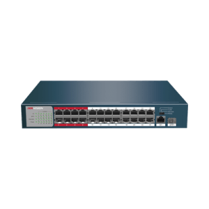 Switch PoE+ / No Administrable / 24 Puertos 10/100 Mbps PoE+ / 1 Puerto 10/100/1000 Mbps + 1 Puerto SFP Uplink / PoE hasta 250 metros / 230 W