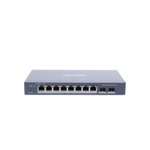 Switch Gigabit PoE+ / Administrable / 8 puertos 10/100/1000 Mbps PoE+ / 2 puertos SFP / configuración remota desde Hik-ProConnect / PoE hasta 250 metros / 110 W