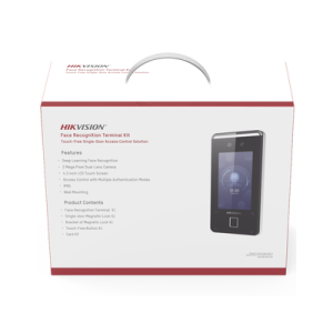 Kit de Control de Acceso TODO INCLUIDO con Lector de Rostros, QRs , Tarjetas y Huellas compatible con App HIKConnect / Videoportero / Incluye Electroimán  Botón de Salida y Montajes Z y L para imán