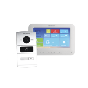Kit de Videoportero IP / 1.3 Megapixel / Monitor Touch / Lector de Tarjetas (MIFARE) / Compatible con Hik-connect para recepción de llamada con App móvil