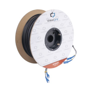 Carrete de Fibra Óptica Monomodo con conectores SC-SC Duplex, Reforzada con Kevlar, de 100 metros