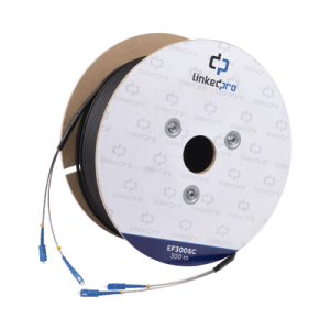 Carrete de Fibra Óptica Monomodo con conectores SC-SC Duplex, Reforzada con Kevlar, de 300 metros