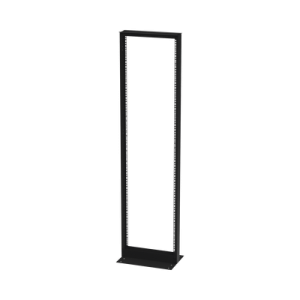 Rack de 2 Postes, Doble Perforación, Estándar 19", 42 Unidades, Fabricado en Acero, Base "L" para Anclar a Piso.