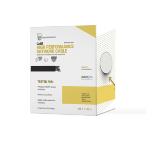 Bobina de cable de 100 m (328 ft) Cat5e, Aleación de Cobre y Aluminio (CCA), color Gris, Uso Interior.