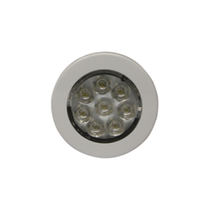 Mini luz de cortesía de 8 LEDs circular con bisel blanco 2.8"