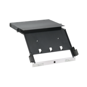 Panel de Distribución de Fibra Óptica, Acepta 4 Placas FAP o FMP, Bandeja Deslizable e Inclinable Hacia Abajo, Hasta 96 Fibras, Color Negro, 1UR