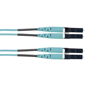 Jumper de Fibra Optica Multimodo 50/125 OM3, LC-LC Duplex, OFNR (Riser), Color Aqua, 2 Metros