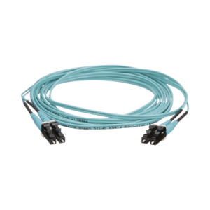 Jumper de Fibra Optica Multimodo 50/125 OM4, LC-LC Duplex, OFNR (Riser), Color Aqua, 3 Metros