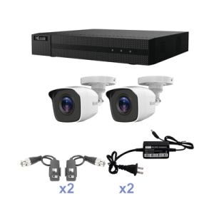 KIT TurboHD 720p / DVR 4 Canales / 2 Cámaras Bala (interior - exterior 2.8 mm) / Fuentes de alimentación / Video baluns