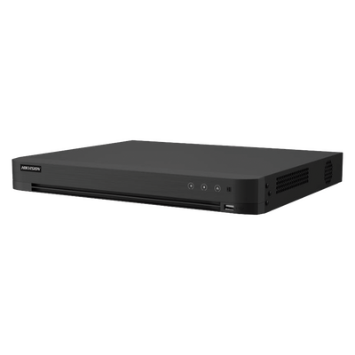 (ACUSENSE / Evita Falsas Alarmas) DVR 4K / 16 Canales TURBOHD + 16 Canales IP / 2 Bahía de Disco Duro / Audio por Coaxitron / Salida de Vídeo en 4K / Entrada Salida de Alarma