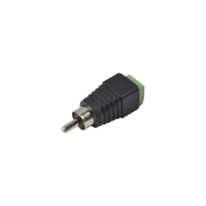 Adaptador RCA MACHO Tipo Jack Polarizado / Terminales Tipo Tornillo / Polarizado (+/-) / Recomendado para Video y AUDIO en sistemas de CCTV a 2 Hilos.