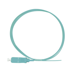 Pigtail de Fibra Óptica Simplex SC, PVC, OM3 50/125, Aqua, 1 metro