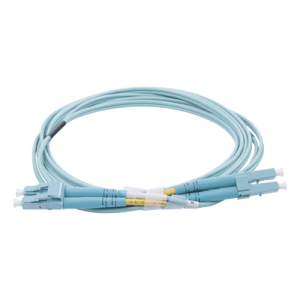 Jumper de Fibra Óptica Multimodo OM4 50/125 LC-LC OFNR (Riser), 2.0 mm, Dúplex, Aqua, 2 metros