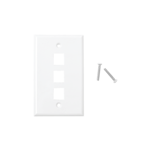 Placa de pared de 3 puertos, Keystone, Color Blanco