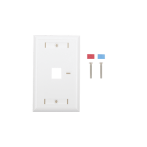 Placa de pared de 1 puerto, Keystone, con espacio para etiqueta, Color Blanco