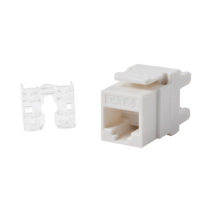 Módulo Jack Keystone Cat6 con terminación 110 (Punchdown) ángulo 180 º Color Blanco