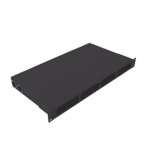 Distribuidor de fibra óptica vacio 19in, Acepta 4 placas Acopladoras de Linkedpro, hasta 48 fibras, 1UR, Incluye charola de empalme