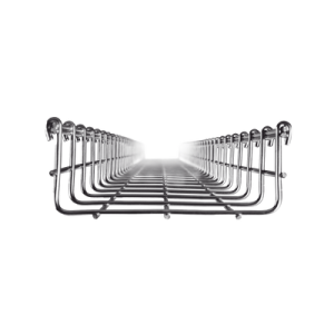 Charola tipo malla 66/150 mm, con acabado Electro Zinc, hasta 157 cables Cat6, tramo 3 m
