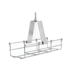 Suspensión conjunto 100 mm, para montar la charola desde el techo, con acabado Electro Zinc para varilla de 1/4, 5/16 y 3/8