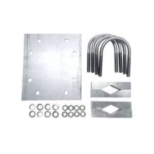 Montaje de 4 grapas de servicio pesado con 2 barras de extensión para mástil de hasta 2" de diámetro.