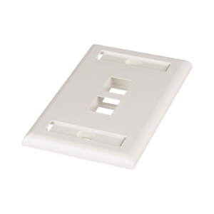 Placa de Pared Vertical, Salida Para 2 Puertos Keystone, Con Espacios Para Etiquetas, Color Blanco Mate