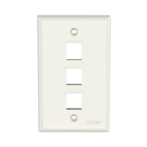 Placa de Pared Vertical, Salida Para 3 Puertos Keystone, Color Blanco Mate