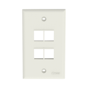 Placa de Pared Vertical, Salida Para 4 Puertos Keystone, Color Blanco Mate