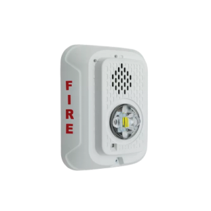 Sirena con Lámpara LED Estroboscópica / a 2 Hilos / Montaje en Pared / 12 o 24 Vcd / Configuración Estroboscópica Seleccionable / Texto en Español / Color Blanco