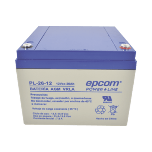 Batería de Respaldo para equipo electrónico / UL / 12V @ 26 Ah / Tecnología AGM-VRLA / Uso en: Alarmas  de intrusión / Incendio / Control de acceso / CCTV / Terminales tipo F1.