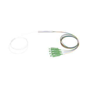 Splitter (Divisor Óptico) tipo PLC, de 1x4, conectores SC/APC de salida