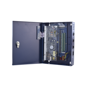 Fuente de poder profesional de 12-14.8 Vcd @ 16 Amper ; para 16 cámaras , Voltaje de entrada : 96-264 Vca, con capacidad de batería de respaldo, requiere batería.