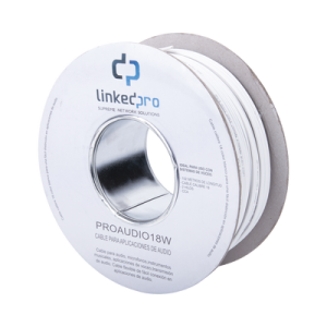 Bobina de 152 m para salidas de audio como bocinas, calibre 18 en 2 hilos de color blanco, Tipo CCA