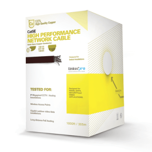 Bobina de cable de 305 m, ( 1000 ft ), Cat5e, alto rendimiento, color blanco, UL, para aplicaciones en CCTV, redes de datos. Uso en interior