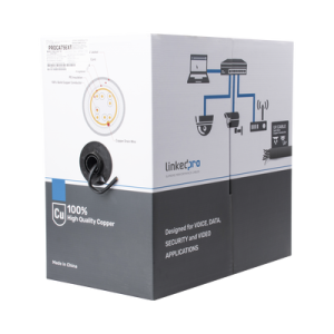 Bobina de cable de 305 m, Cat5e , FTP, blindado, color negro, UL, para aplicaciones en CCTV, redes de datos. Uso en Intemperie