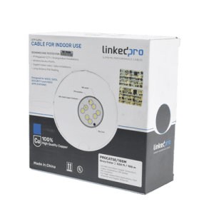 Cable Cat5e de alto rendimiento, con certificaciones ETL, UL, con garantía de 25 años, color gris, de 100 m ( 328 ft ) para aplicaciones en CCTV, redes de datos. Uso interior.