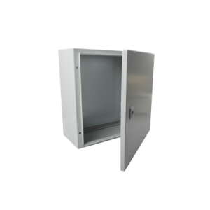 Gabinete de Acero IP66 Uso en Intemperie (400 x 400 x 200 mm) con Placa Trasera Interior y Compuerta Inferior Atornillable (Incluye Chapa y Llave).
