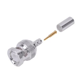 Conector BNC Macho de Anillo Plegable para Cable LMR-195, RG-58/U, RG-142/U, Plata/Oro/Teflón.