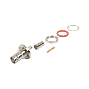 Conector BNC Hembra Hermético de montaje posterior en D Plano, anillo plegable para RG-142/U.
