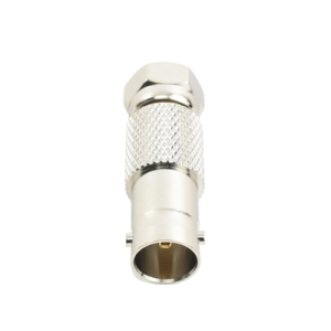 Adaptador en Línea para Video, de Conector BNC Hembra a F Macho, 50 Ohm, Níquel/ Oro/ Delrin.