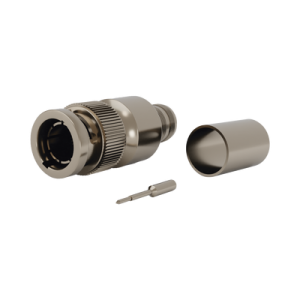 Conector BNC Macho en 75 Ohm, Anillo Plegable para Cable RG-11/U Grupo R1, Níquel/ Oro/ Teflón.